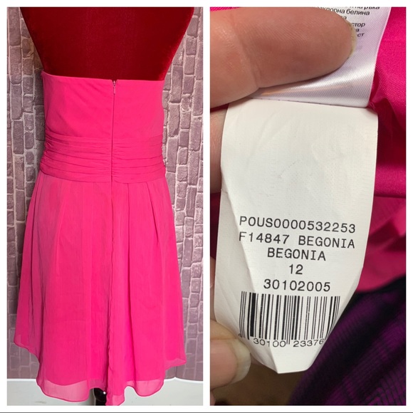 Short Crinkle Chiffon Dress With Front Cascade - Picture 4 of 9